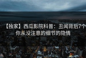 【独家】西瓜影院科普：丑闻背后7个你从没注意的细节的隐情