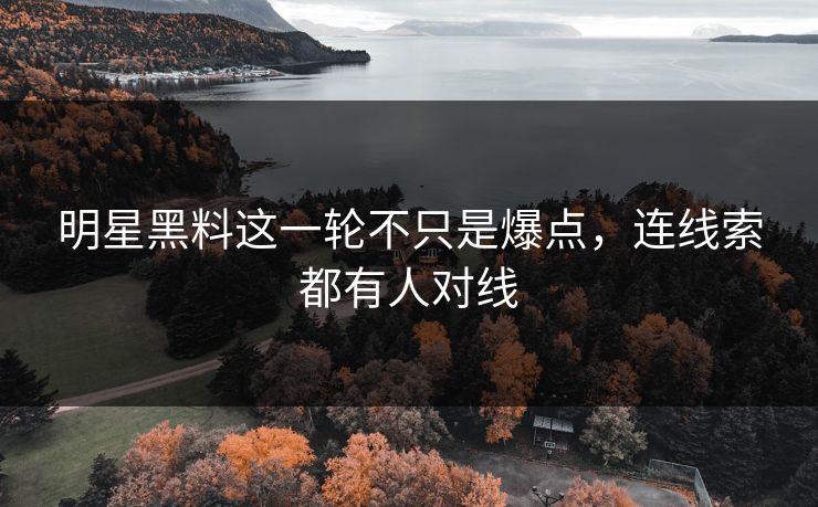 明星黑料这一轮不只是爆点，连线索都有人对线