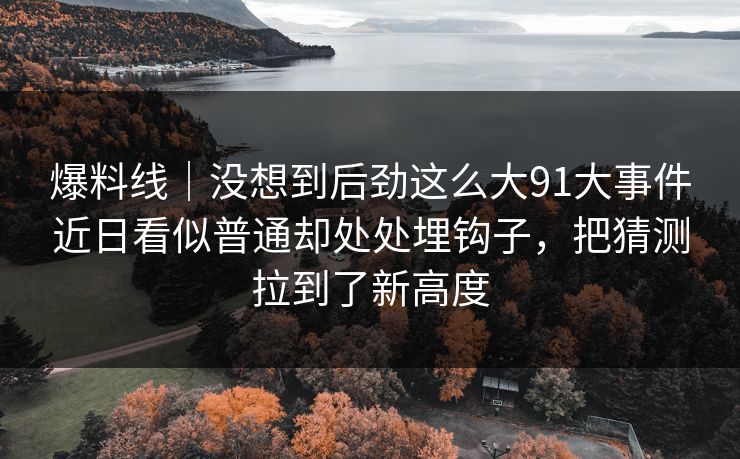 爆料线｜没想到后劲这么大91大事件近日看似普通却处处埋钩子，把猜测拉到了新高度