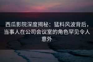 西瓜影院深度揭秘：猛料风波背后，当事人在公司会议室的角色罕见令人意外