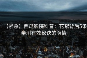 【紧急】西瓜影院科普：花絮背后5条亲测有效秘诀的隐情