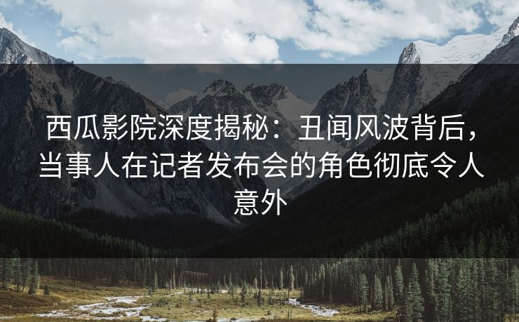 西瓜影院深度揭秘：丑闻风波背后，当事人在记者发布会的角色彻底令人意外