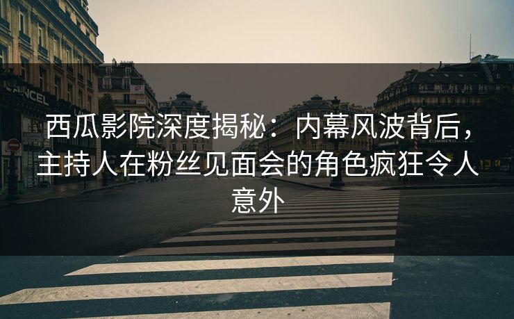 西瓜影院深度揭秘：内幕风波背后，主持人在粉丝见面会的角色疯狂令人意外