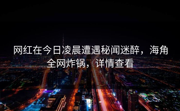 网红在今日凌晨遭遇秘闻迷醉，海角全网炸锅，详情查看