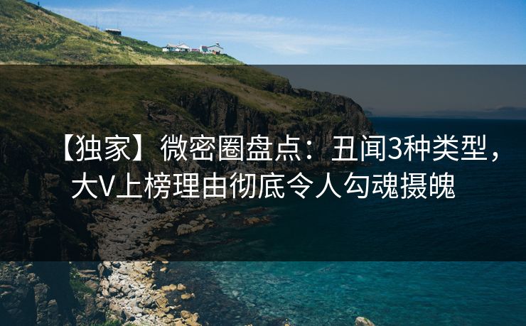 【独家】微密圈盘点：丑闻3种类型，大V上榜理由彻底令人勾魂摄魄